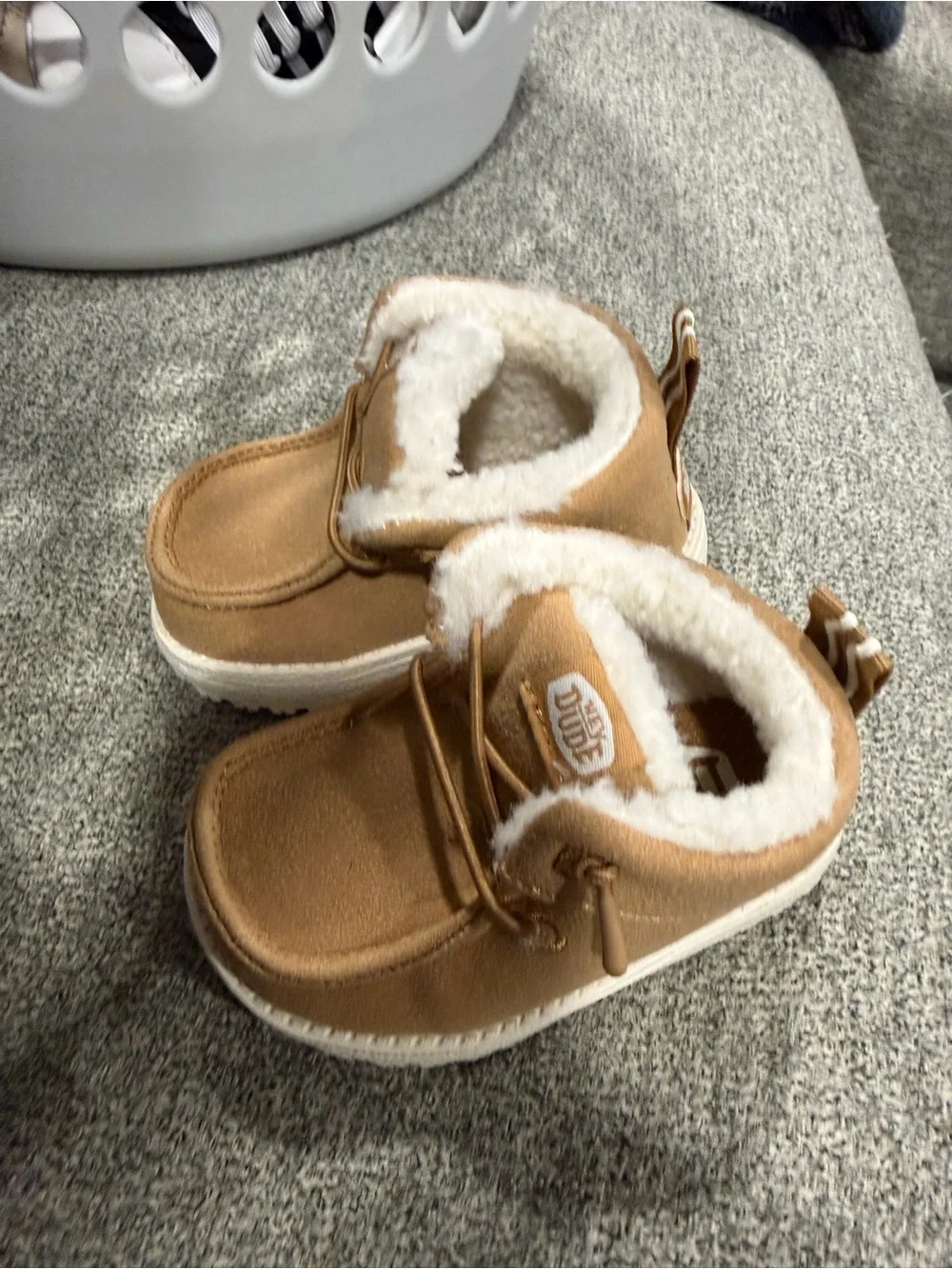 Hey Dude Kids Tan Cozy Faux-Shearling Slip-On Boots